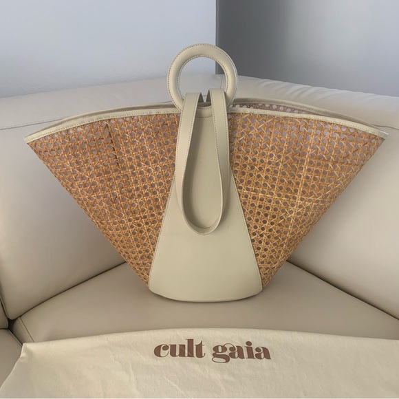 Cult Gaia Beige and Brown Woven Tote - Picture 2 of 4